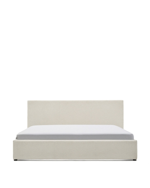 Кровать Nahiri бежевого цвета из шенилла с ящиком для хранения 180 x 200 см