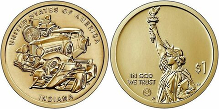 США 1 доллар 2023 Инновация 20 Индиана - Автомобильная промышленность
