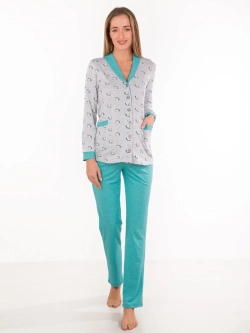 Пижама для беременных из хлопка: пиджак и брюки серый