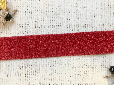 Лента лампасная люрекс трикотаж, ш. 2,5 см, красный