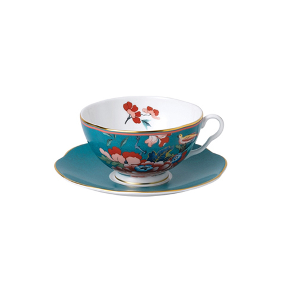 Чайная пара 320мл Wedgwood Paeonia сине-красная