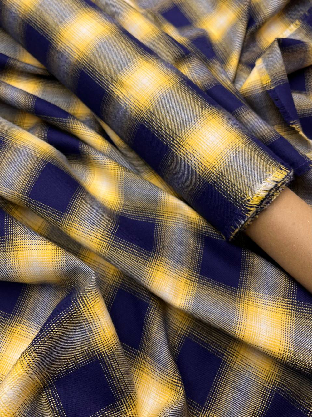 Хлопок фланель Canclini синий в желтую клетку