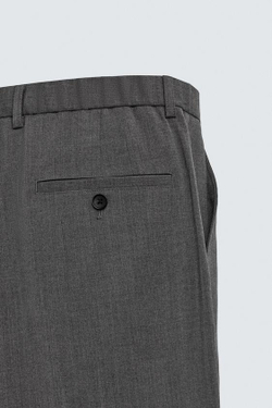 ZARA БРЮКИ REGULAR FIT ИЗ СМЕСОВОЙ ШЕРСТИ NON IRON, СЕРЫЙ