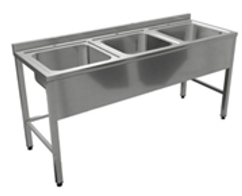 Ванна моечная "Люкс" ВМЦ3, 1900x700x860, с бортом и отверстием