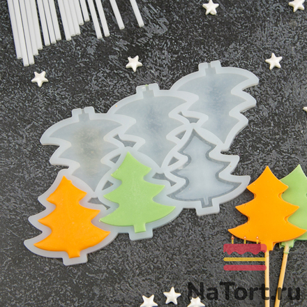 Силиконовая форма для леденцов «Елочки  погремушки 3 в 1»