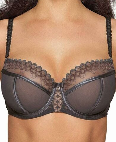 Бюстгальтер с вышивкой люрексом на чашках (Размер: 85C) (Цвет: серый)