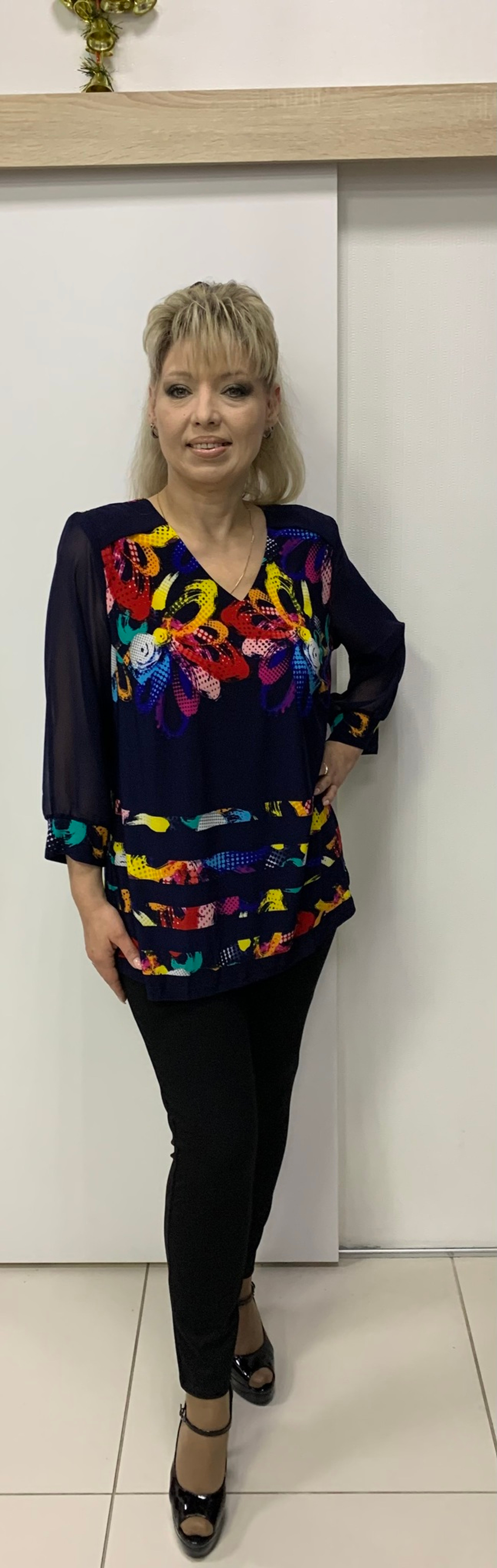 Нарядная рубашка с шифоновыми рукавами