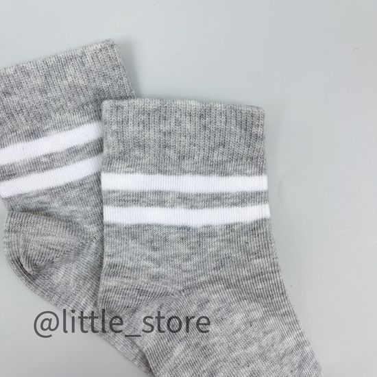 Носочки "Полоска" хлопковые, светло-серые