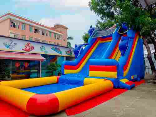 Надувная водная горка с бассейном «Дельфины» 15*6*8 м