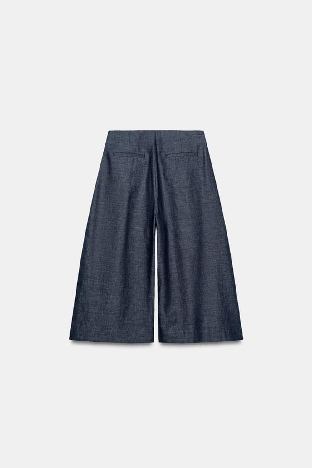 ZARA УДЛИНЕННЫЕ ШОРТЫ ИЗ ЛЬНА С ПУГОВИЦАМИ, ИНДИГО