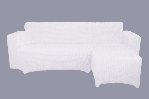 Чехол Модерн на угловой диван с выступом слева, цвет Белый