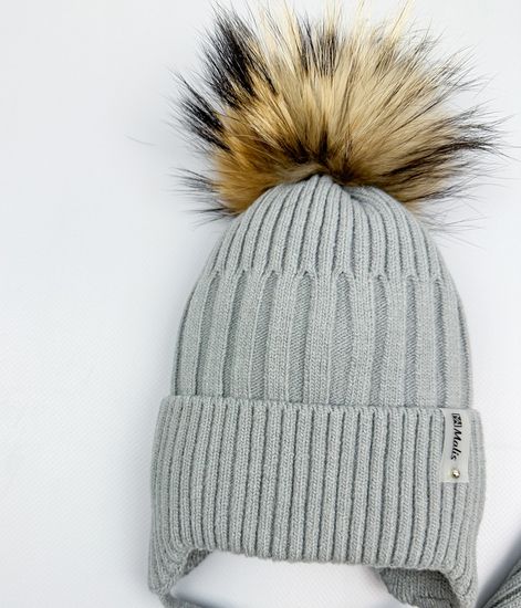 Шапка зимняя со снудом, Серая