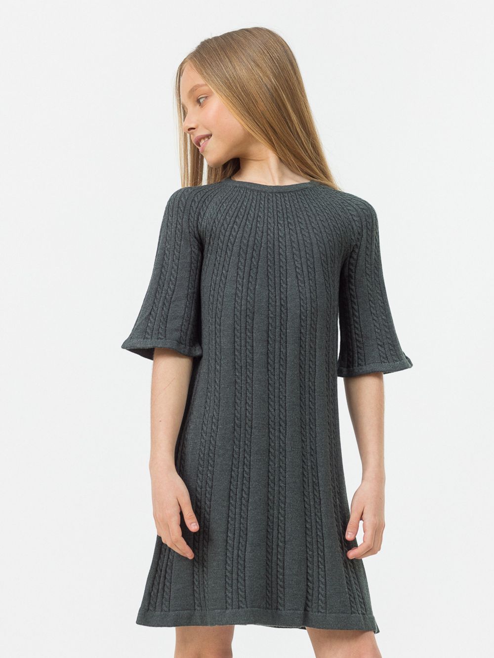 Платье для девочки AT445 темно-серый