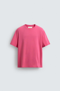 ZARA ФУТБОЛКА С КОРОТКИМ РУКАВОМ, РОЗОВЫЙ