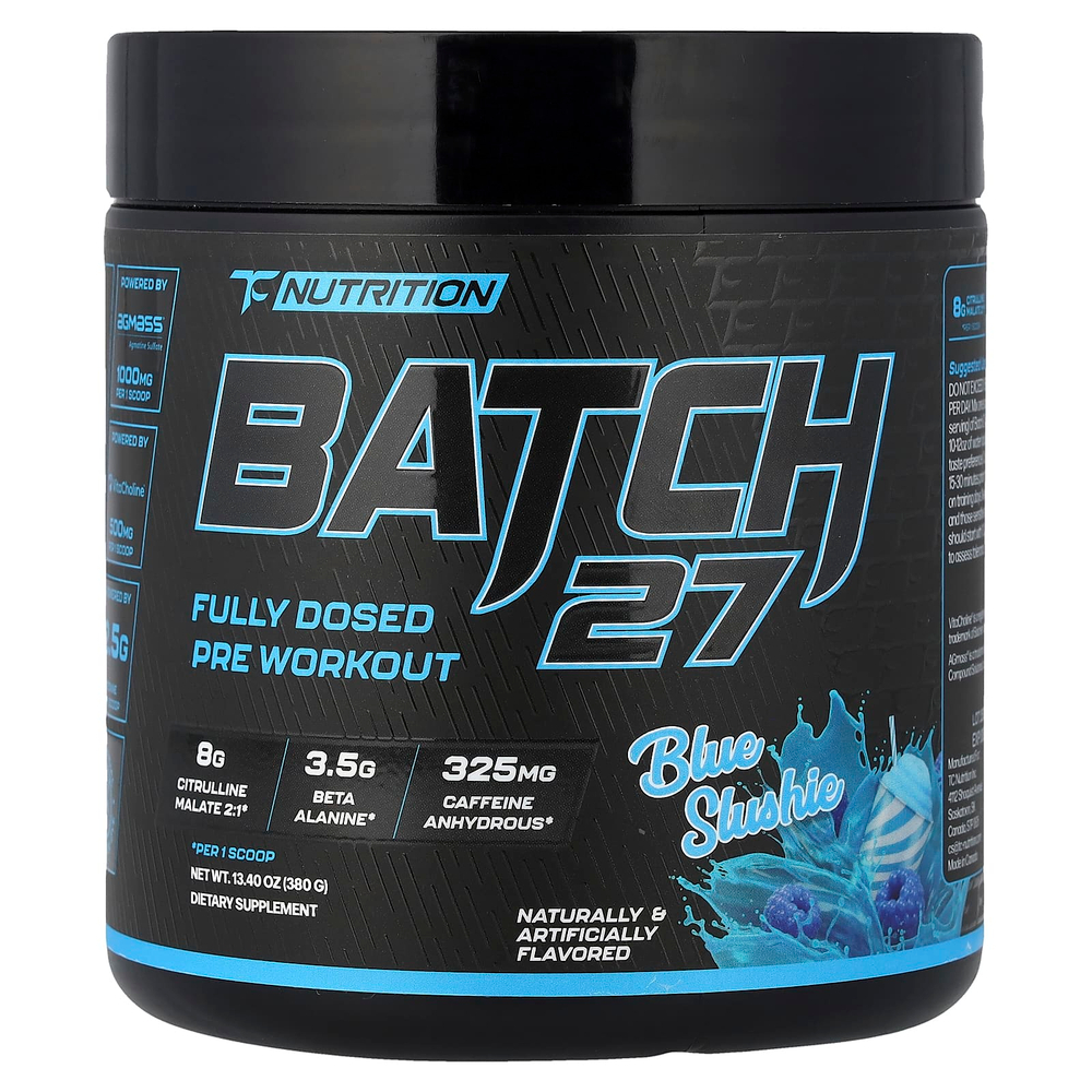 TC Nutrition, Batch 27, предтренировочная добавка, со вкусом голубой мармеладки, 380 г (13,4 унции)