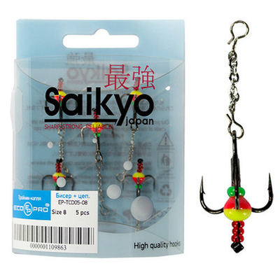 Тройник-капля ECOPRO с бисером + цепочка №12 (упк. 5 шт.)