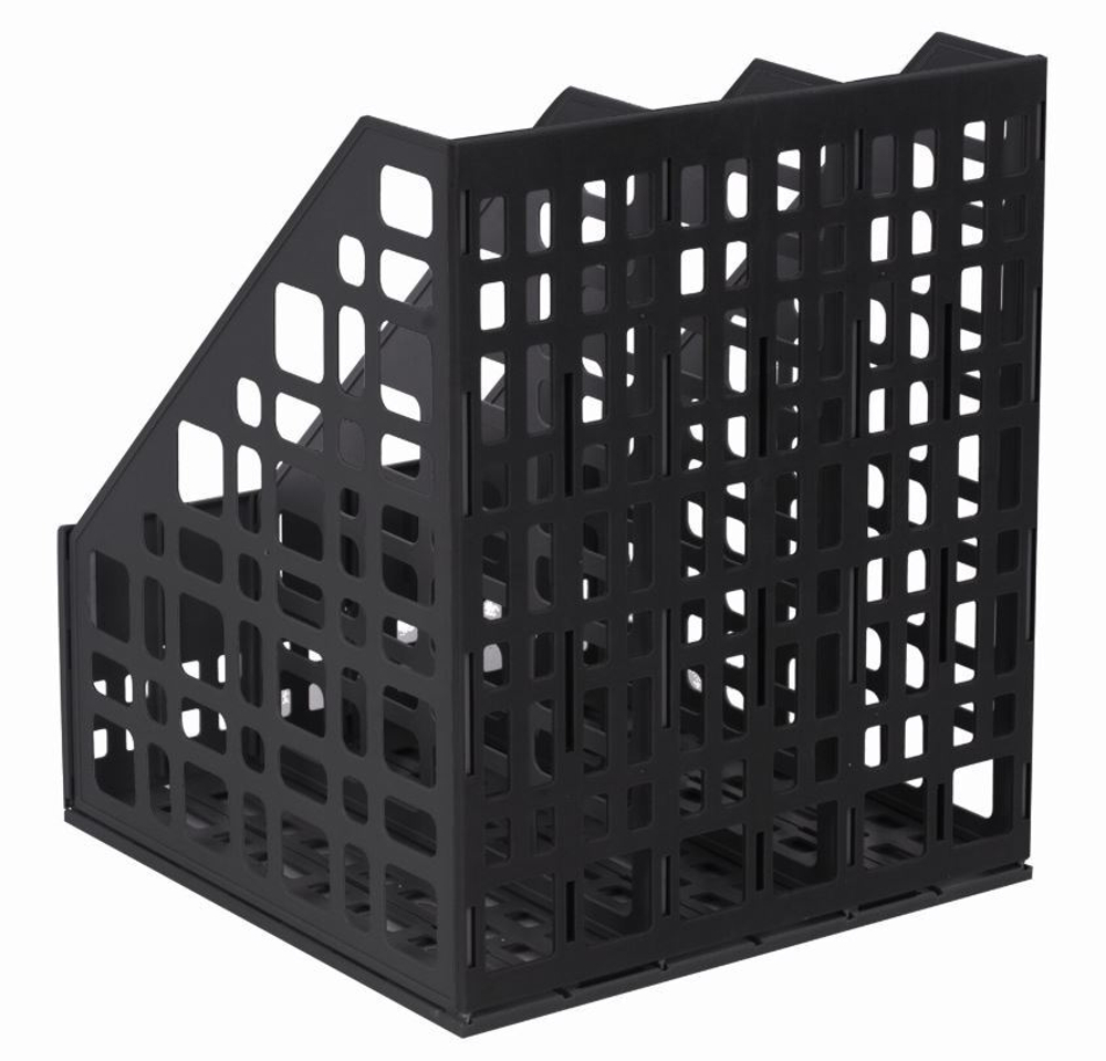 Лоток вертикальный для бумаг BRAUBERG "MAXI Plus", 240 мм, 3 отделения, сетчатый, сборный, черный, 237013
