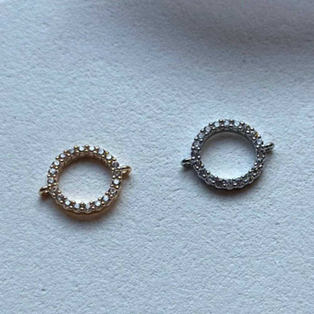 17555-з Коннектор "Круг" с циркониями 10мм, позолота