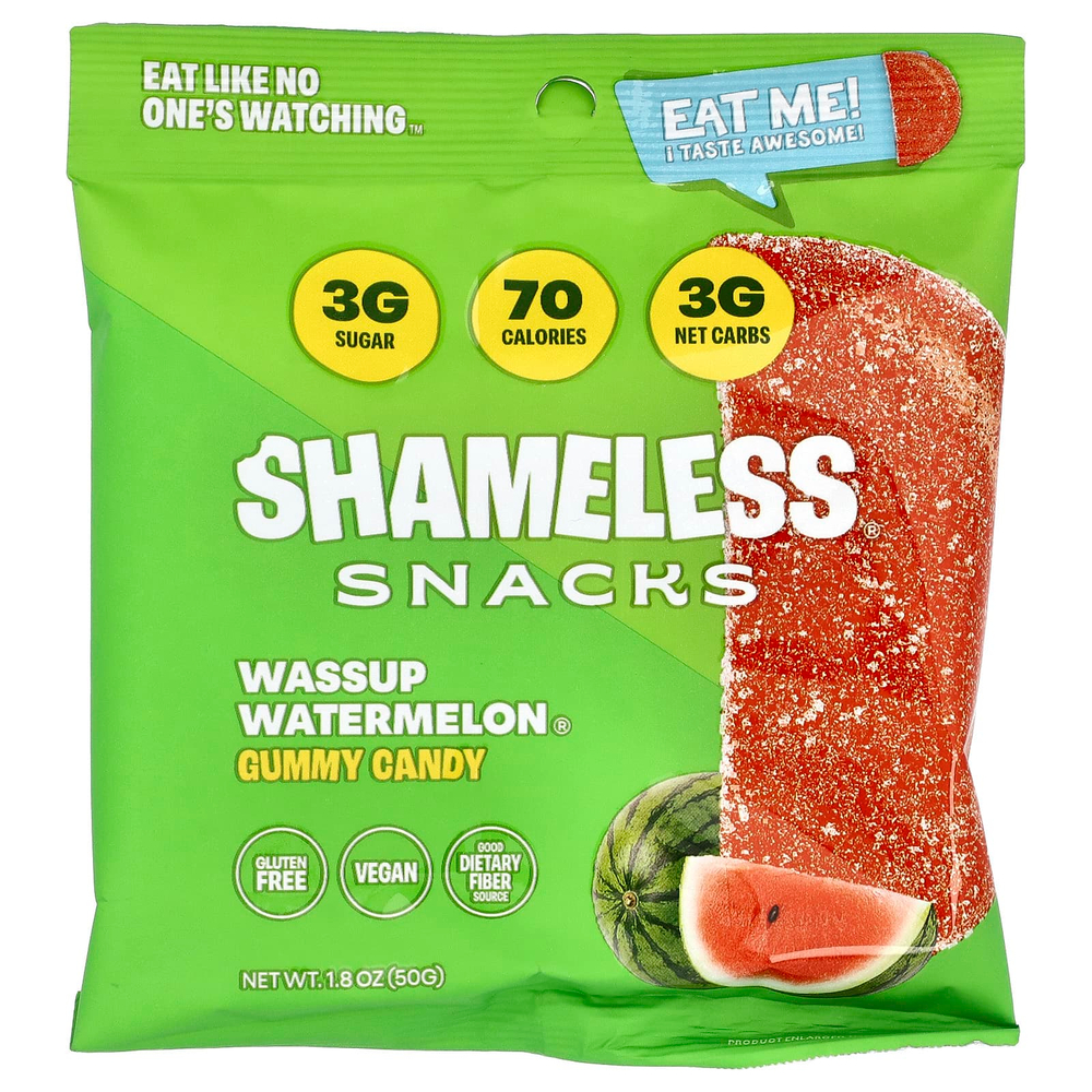 Shameless Snacks, Wassup Watermelon®, жевательные конфеты, 6 пакетиков по 50 г (1,8 унции)