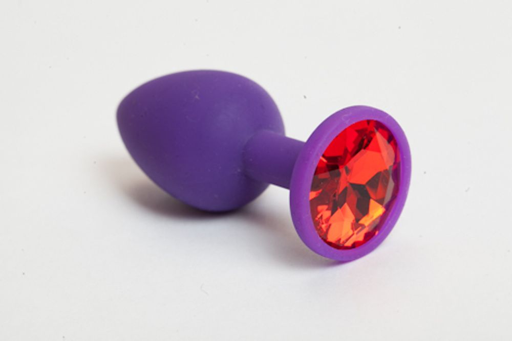 Пробка силиконовая фиолетовая с красным кристаллом 7,1 х 2,8 см 47069-MM