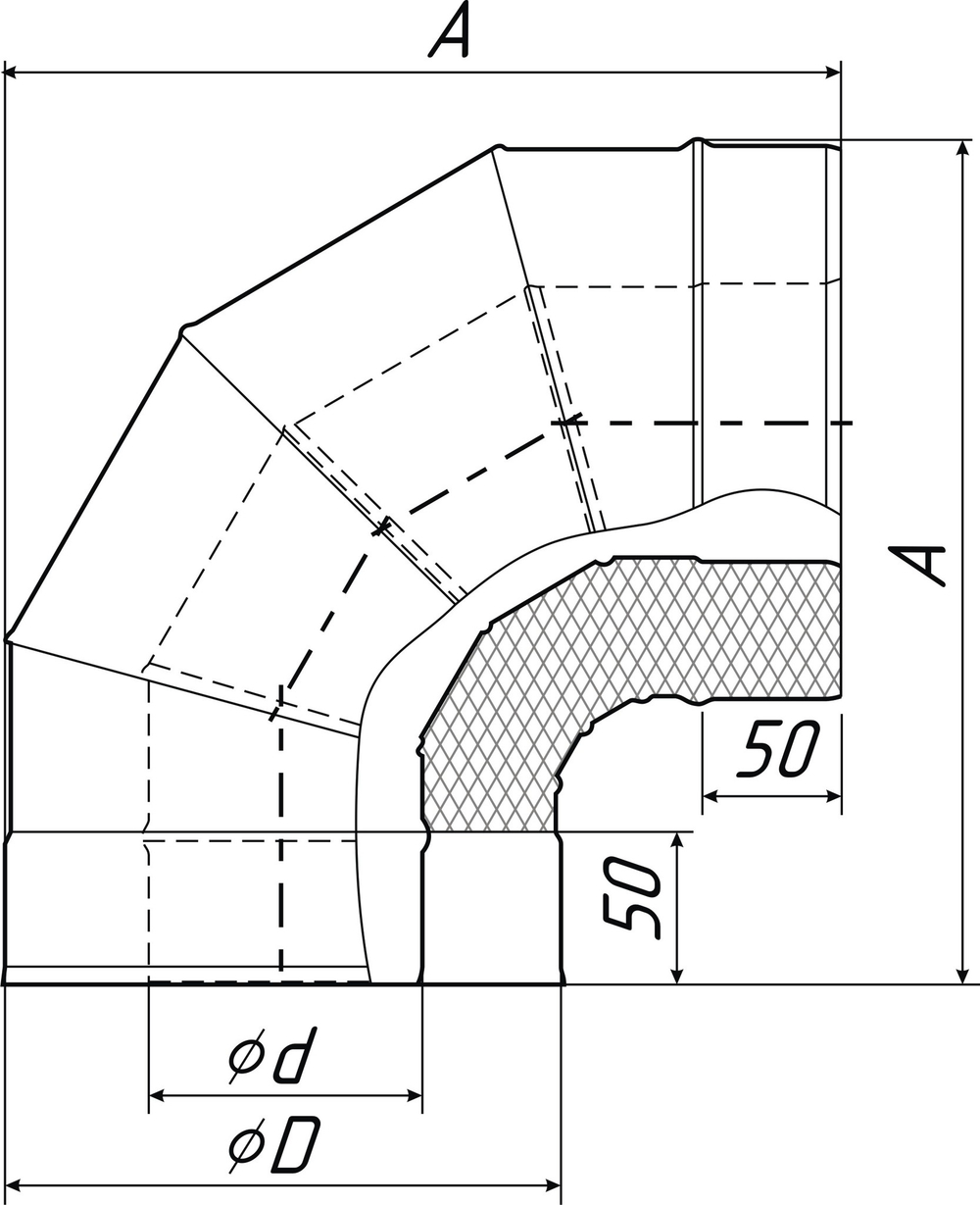 Отвод 90 TMF ф120, 0,5мм