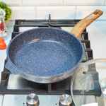 Сковорода 22см Premium blue с несъемной ручкой и стеклянной крышкой