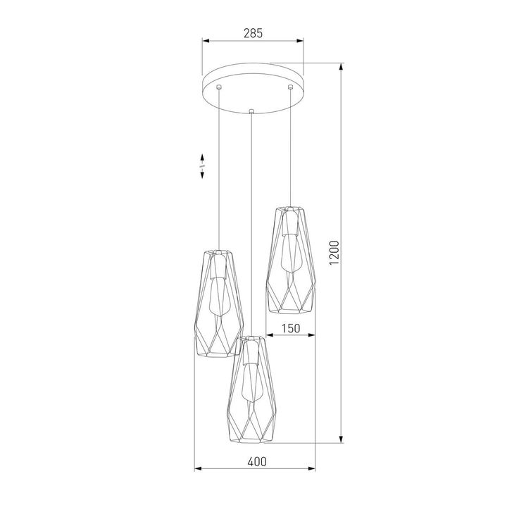 Подвесная люстра TK Lighting 2697 Lugo Gold