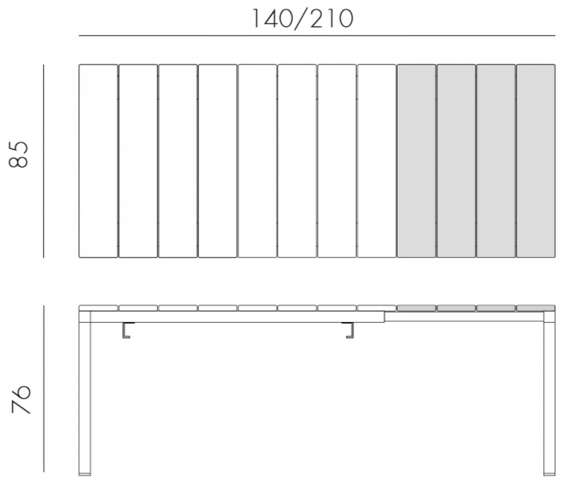 Стол металлический раздвижной Rio Alu, 140-210х85 см, антрацит