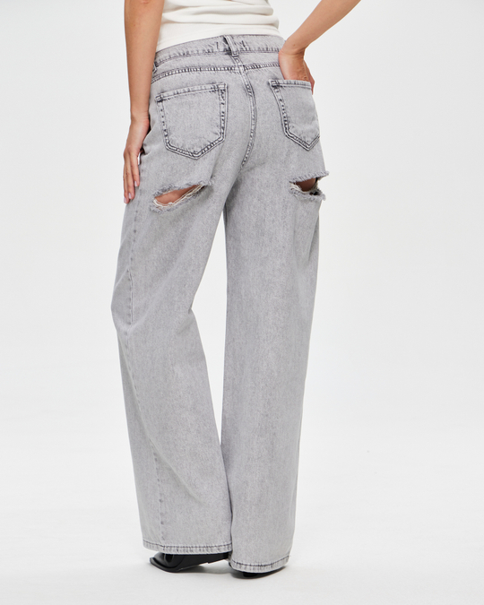 Джинсы палаццо с прорезями сзади