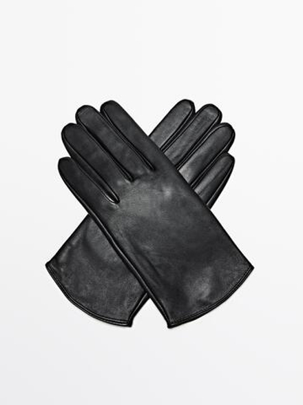 Massimo Dutti Перчатки из кожи наппа, черный