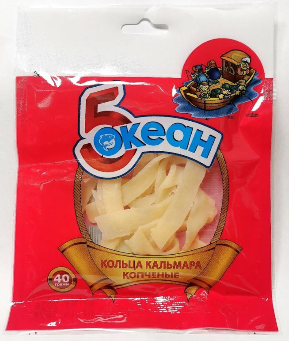 Кольца кальмар "Пятый океан" 40г копченые