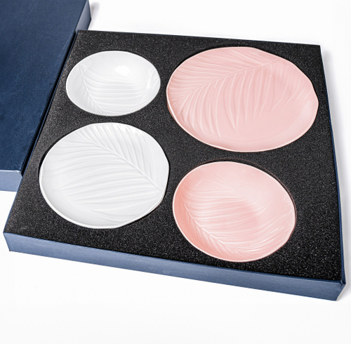 Набор тарелок Bali (розовый/белый)