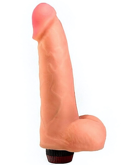 Вибромассажёр неоскин с мошонкой телесного цвета (18.6 см) (Цвет: телесный)