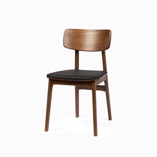 Стул Tacy деревянный с черной подушкой из экокожи