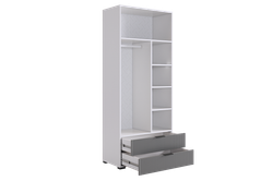 Шкаф двухдверный "Зефир" 120.01,(Белое дерево/Серый (эмаль), 800*422*1900