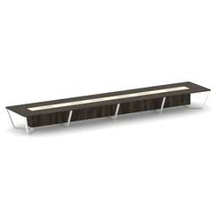 Steel Meet Стол переговорный прямоугольный KMK-PR.B.SP-24 Дуб Мали/Ваниль Глянец/Металл Белый 8000*1