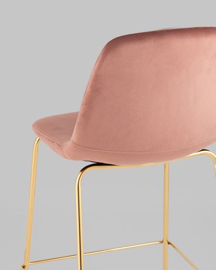 Стул полубарный Валенсия SN велюр розовый золотые ножки
