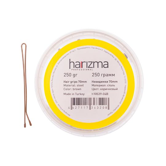 Невидимки для волос Harizma, 70 мм, прямые, коричневые (h10542-15B)