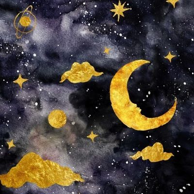 Луна звёзды и облака