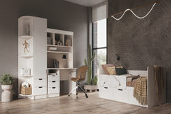 Стол с ящиками Юниор-4, Шарли Белый, Дуб Крафт Белый