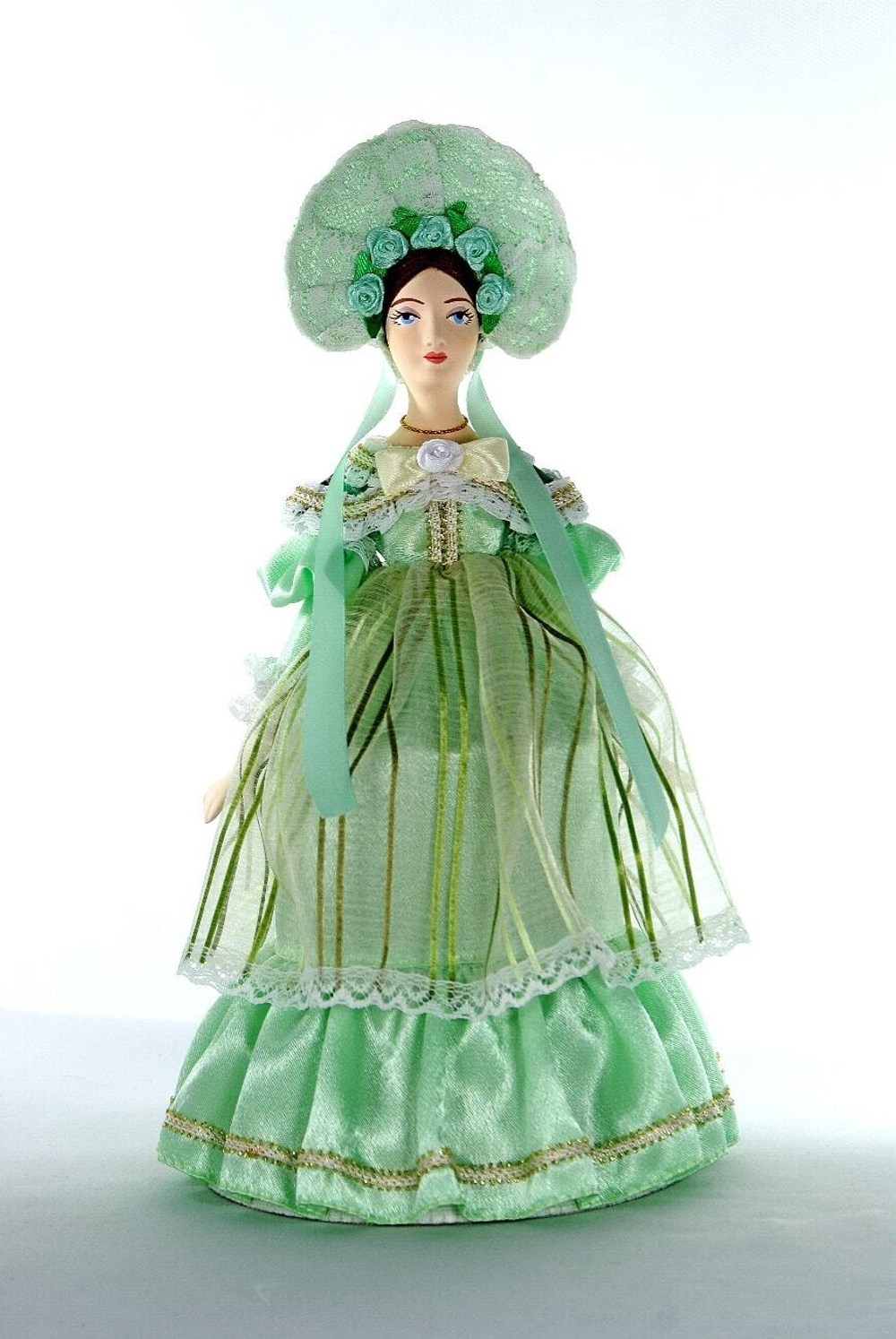Кукла коллекционная Пушкинская дама в летнем капоре и платье 19 века