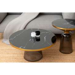 Журнальный столик Odd Ø50 см, мрамор/черный