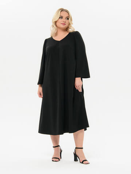 Платье А-силуэта из крепа, чёрное