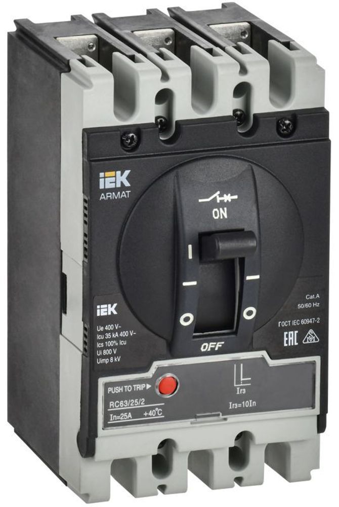Выключатель автоматический в литом корпусе 3п S 35кА 25А расцепитель электромагн. регулируемый ARMAT IEK AR-MCCB-3S-035-0025A-MTUC Выключатель автоматический в литом корпусе 3п S 35кА 25А расцепитель электромагн. регулируемый ARMAT IEK AR-MCCB-3S-035-0025A-MTUC