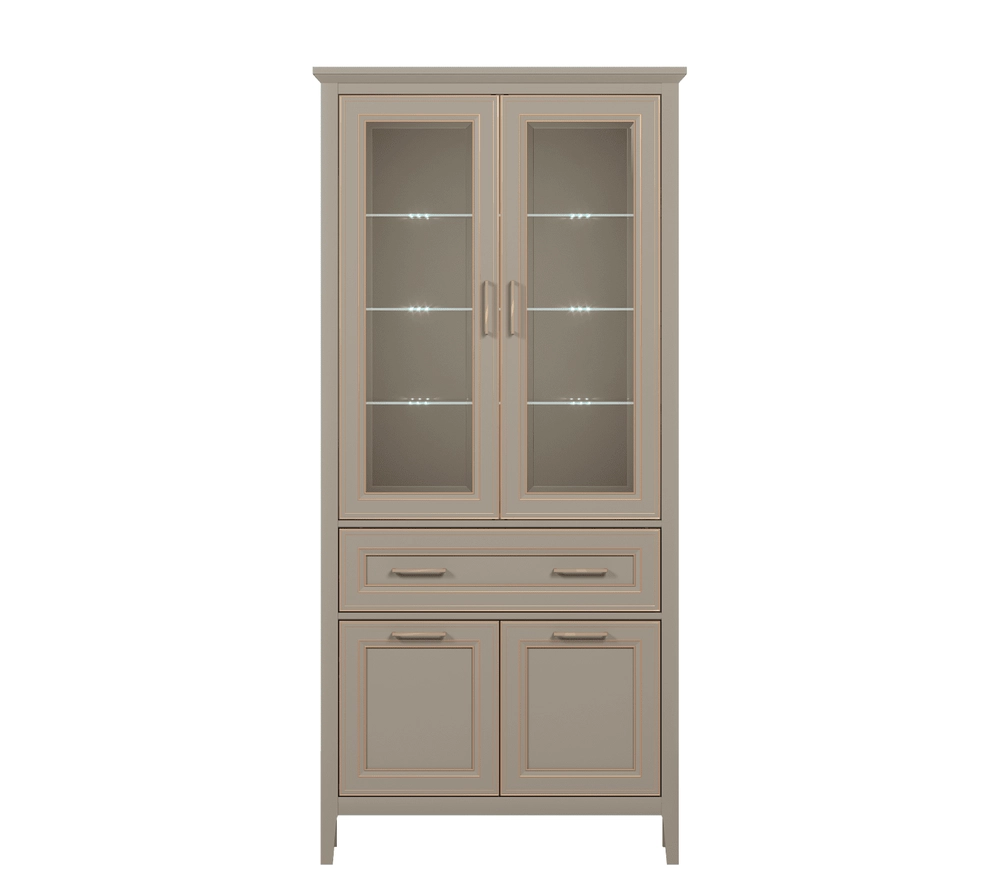 Шкаф-витрина с подсветкой Classic глиняный серый REG2W2D1S