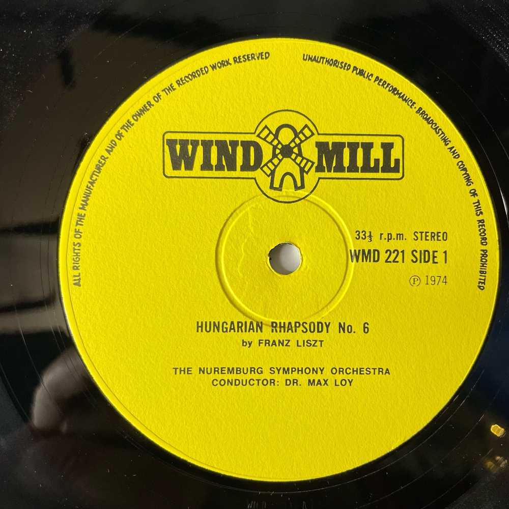 Винтажная виниловая пластинка LP Liszt Лист, The Nuremburg Symphony Orchestra, Dr Max Loy, Rato Tschupp, Венгерская Рапсодия Hungarian Rhapsody No 6 (Англия 1974)