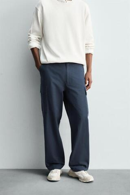 ZARA БРЮКИ КАРГО REGULAR FIT, ИНДИГО