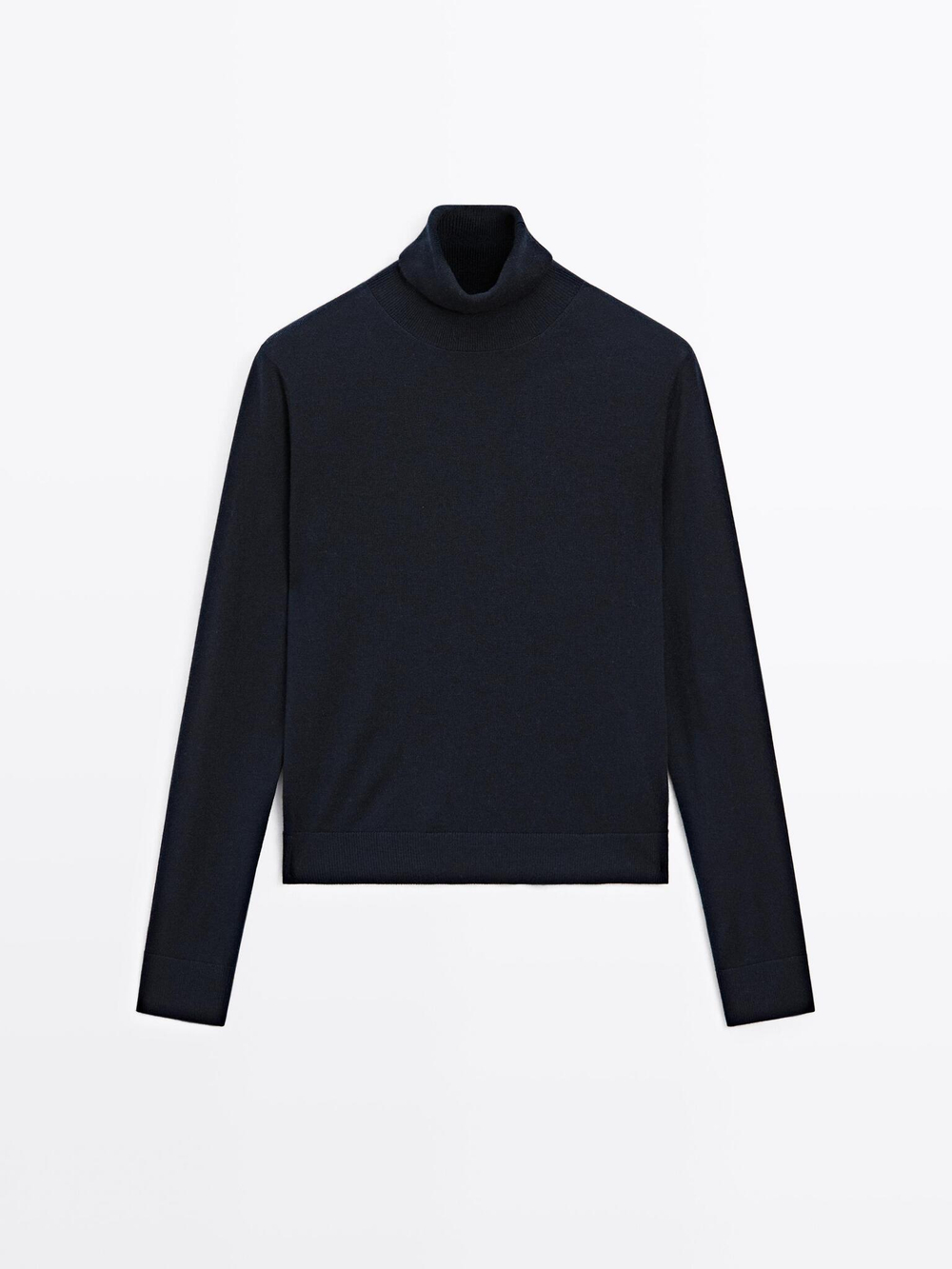 Massimo Dutti Свитер из смесовой шерсти с высоким воротником, темно-синий