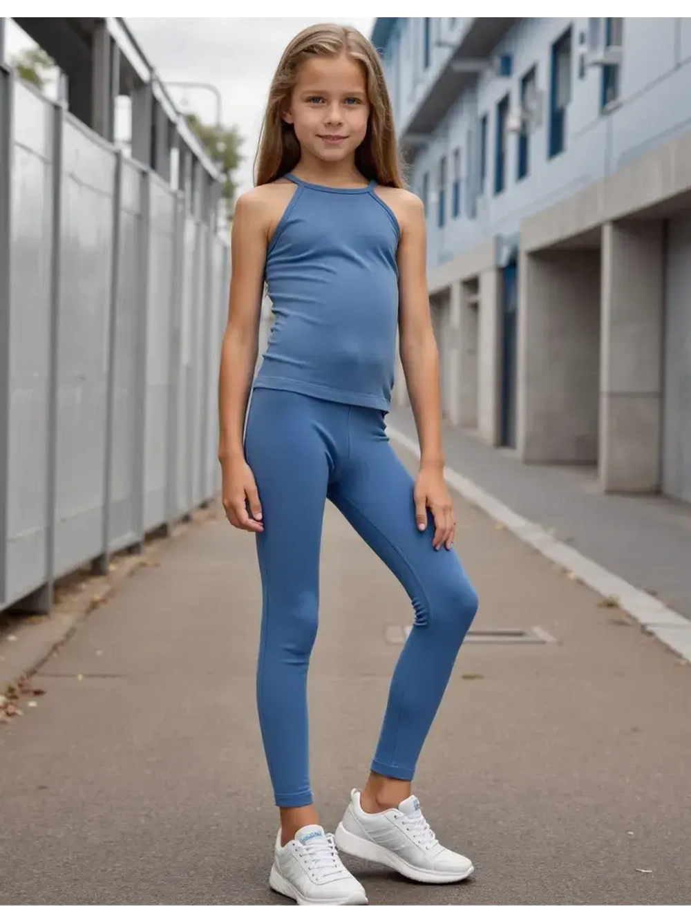 Голубые лосины для девочки на весну