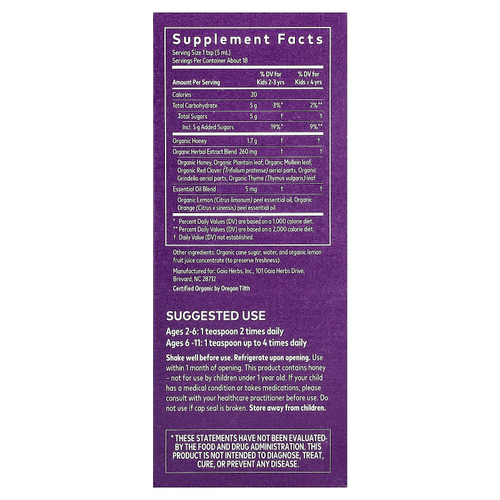 Gaia Herbs, детский сироп для здоровья бронхов, 89 мл (3 жидк. унции)